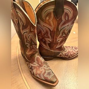 ROCKY HAND HEWN Western Cowgirl  Boots-Brown Sz8M
